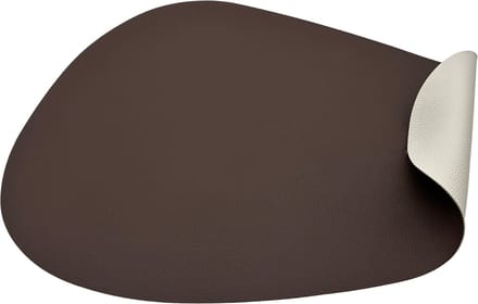 Set van 6 placemats eivormig - 44 x 37 cm - 6 persoons - dubbelzijdig wit met bruin - lederlook - Kade 171 placemats - hip en trendy