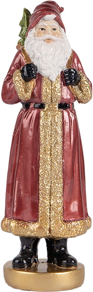 Clayre & Eef Kerstdecoratie Beeld Kerstman 6x5x15 cm Rood Kunststof