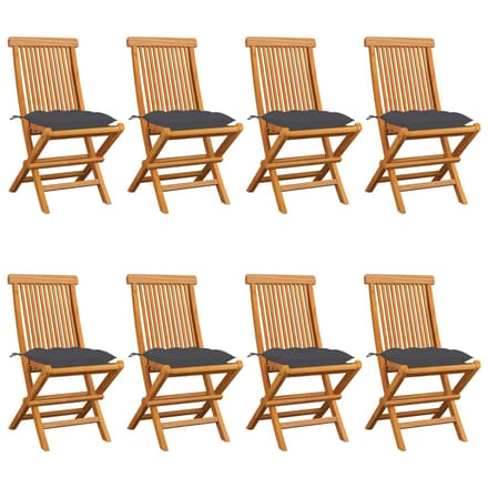 vidaXL - Inklapbare - stoelen - 8 - st - met - antracietkleurige - kussens