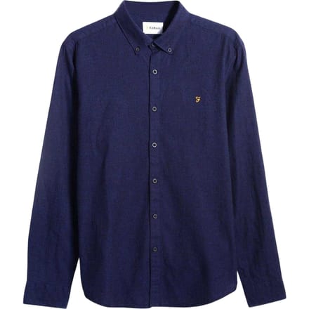 Farah Herenoverhemd met knopen, standaardpasvorm (Echt blauw)