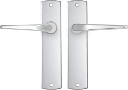 AXA Binnendeurbeslag set (Curve) Aluminium: Kruk (model Duim) op schild
