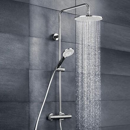 HSK Shower-Set Model RS 100 thermostat, overhead shower flat, round 25 cm, 1003600