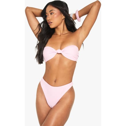 boohoo Dames Zwembroek Essentials Knot Bandeau Bikini Top | Roze | Maat: 38