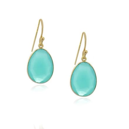 SilverGems Geel goud vergulde oorhangers met Chalcedoon edelstenen