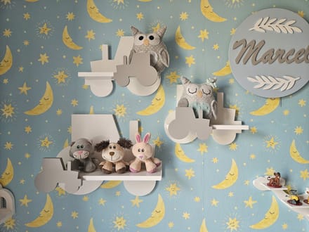 Moliland - Wandrek - Set van 3 Grijze Traktoren - Kinderkamer - Premium