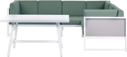 CASTELLA - Loungeset voor 6 - Wit/Groen - Aluminium