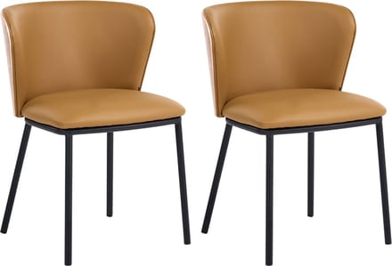 HOSKIN - Eetkamerstoel set van 2 - Bruin - Kunstleer