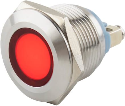 Led indicator | ø 19 mm. | 6-24 Volt DC/AC | Rode uitvoering