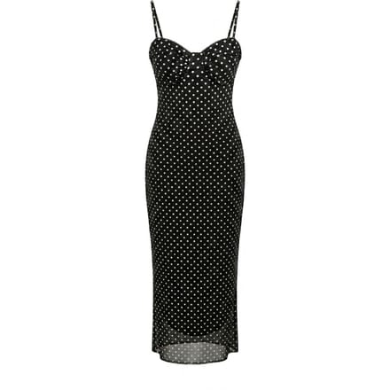 Strapless Polkadot Tüll Midi-jurk