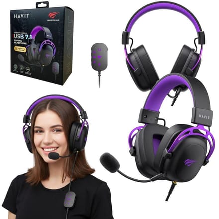 Havit H2002 U - Gaming Koptelefoon - Zwart/Paars - Bekabeld - Met Afneembare Microfoon