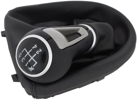 Modecar - Versnellingspook Knop - Zwarte Eco-leer - 5 Versnellingen - Met Frame