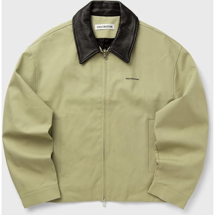 LEATHER COLLAR COTTON OVERSHIRT