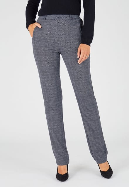 Damart - Broek pull-on van gemerceriseerd jacquard breisel - Dames - Blauw - 38