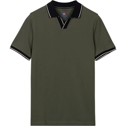Baileys Polo Solid Pique No-Button Collar Striped Contrast Color Details Thyme Green / male