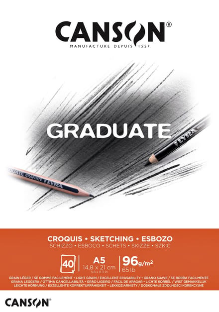 Schetspapier canson graduate sketch 96gr a5 wit | 5 stuks