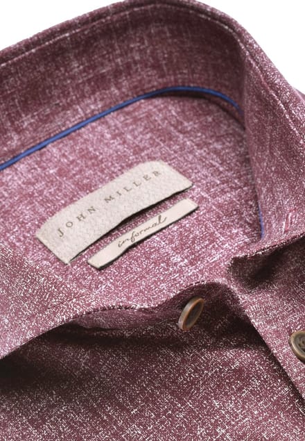 John Miller - Overhemd Bordeaux John Miller Tailored Fit Lange Mouw Overhemd Bordeaux 5140175-490