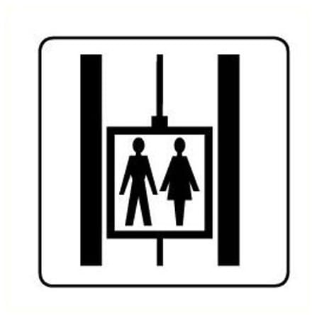 Gezamenlijke lift sticker, wit zwart 150 x 150 mm