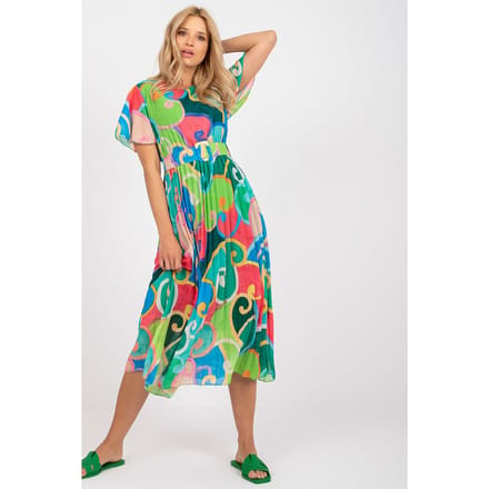 Swirl Bloom Belted Dress - Groen / One Size