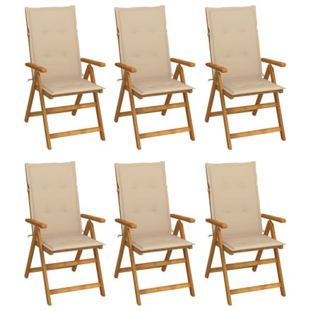 vidaXL - Inklapbare - stoelen - 6 - st - met - kussens - massief - acaciahout
