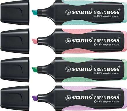 Markeerstift stabilo green boss 6070/4 4st pa ass | 5 stuks