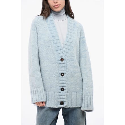 MM4 MM14 V-hals 4 knopen oversized vest in lichtblauw