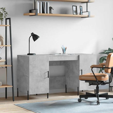 vidaXL - Bureau - 140x50x75 - cm - bewerkt - hout - betongrijs