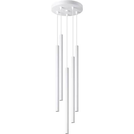Hanglamp PASTELO 5P met 5 buiskappen op ronde rozet - Sollux Lighting - IP20 - Wit staal behuizing - 25 x 25 x 110 cm - 5 x G9 LED, exclusief lichtbron - 5 x 8 W - Moderne hanglamp voor woonkamer, slaapkamer en eetkamer