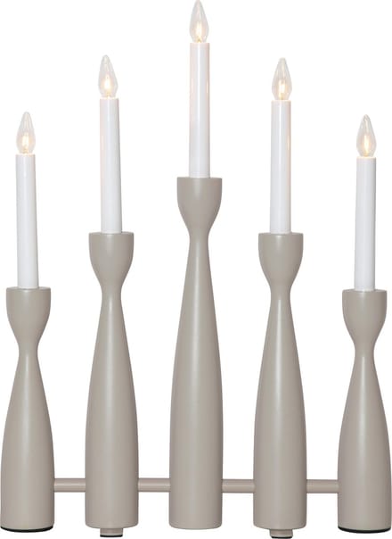 Star Trading kandelaar 'Midja', LED, 5-armig, hout, grijsbruin