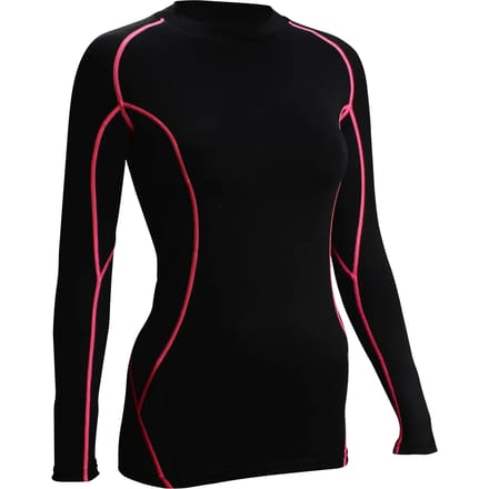 Avento Compressieshirt - Lange Mouw - Dames - Zwart/Roze - Maat 36