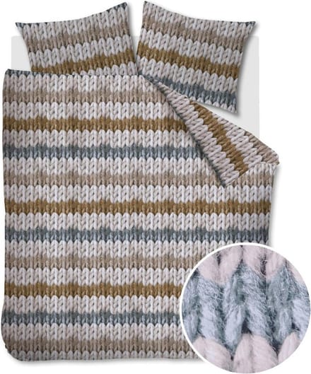 Ariadne at Home Warm Stripes Dekbedovertrek - Oker - 200 x 200/220 cm + 2x 60 x 70 cm