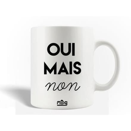 Mug en Céramique - MANIACASE - Citation Oui Mais Non - 30cl - Compatible Lave-Vaisselle - Blanc