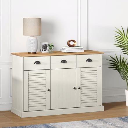 vidaXL - Dressoir - met - lades - VIGO - 113x40x75 - cm - massief - grenenhout - wit