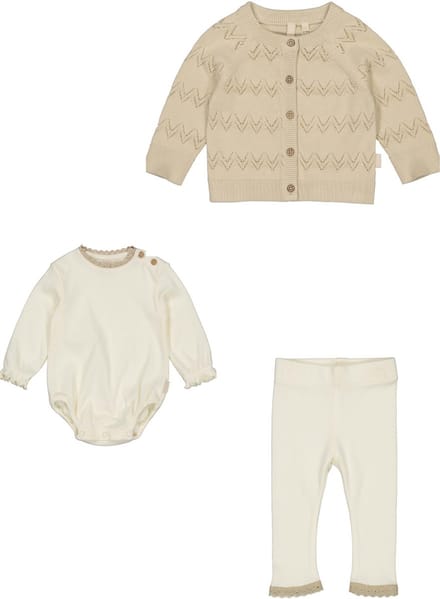 Levv Meisjes baby setje: Vestje, Romper en Legging maat 74