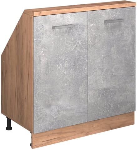 Vicco Rion Kast voor schuine wand – met 2 deuren Beton/gouden eik