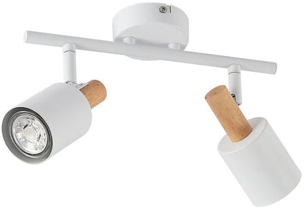 Lindby - buitenspot - 2lichts - Staal, hout - H: 15 cm - GU10 - wit, hout