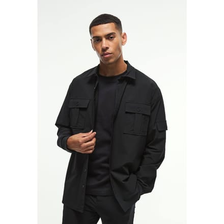 Long Sleeve Lightweight Oversized Overshirt | Black | Size Medium