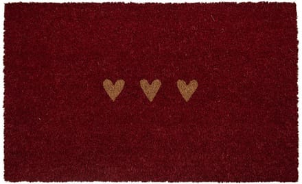 Clayre & Eef Deurmat 75x45x1 cm Rood Kokos Hart