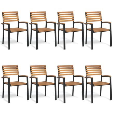 vidaXL - Tuinstoelen - 8 - st - stapelbaar - massief - acaciahout - en - metaal