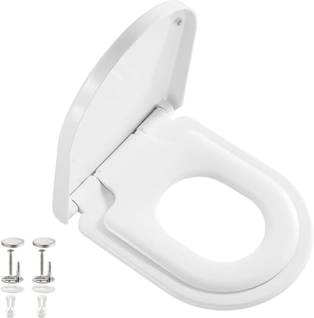 Toiletdeksel met softclosemechanisme & wc-bril in D-vorm, universele wc-bril (PG308)