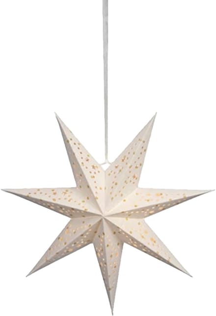 Lumineo Verlichte kerstster - wit - D38 cm - papier - LED - warm wit - steady light - timer - binnen - op batterijen