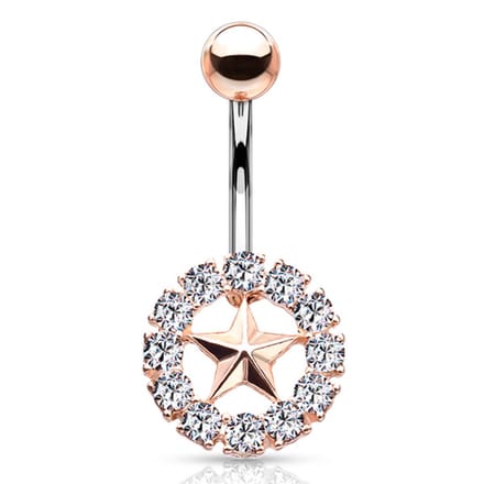 Navelpiercing Star With Crystal rounds - rose - LMPiercings