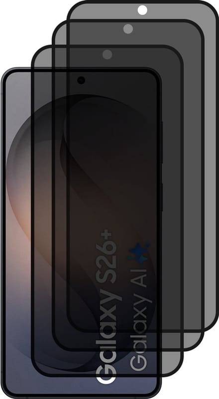 Samsung Galaxy S26 Plus Privacy Screenprotector gehard glas tempered glass - 3 stuks