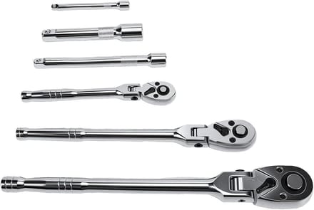 Ratelsleutel Set - Flexibele Dopsleutel - Auto Reparatie - Flexibele Kop 180 Graden - 3 Stuks - Zilver