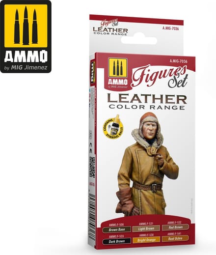 AMMO by Mig Jimenez Hobbyverf Acrylverf - MIG 7036 Leather Figures - Acryl Set Verf set - 6x 17 ml