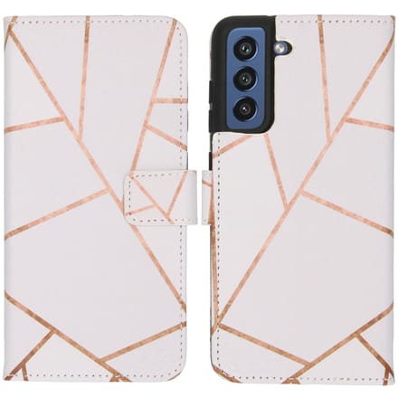 imoshion Hoesje - Geschikt voor Samsung Galaxy S21 FE - Design Softcase Bookcase - White Graphic