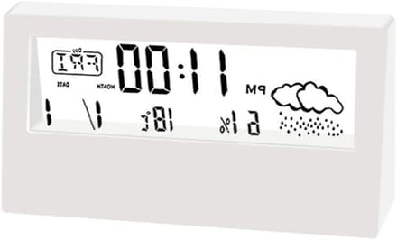 Digitale Thermohygrometer Wekker - Klimaatmonitor Bureau - Binnenklimaat Bewaken - Groot LCD Display - 13x3x7 cm - Wit