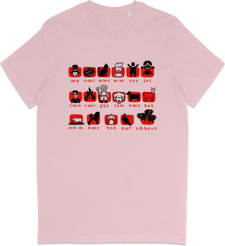 Grappig Heren en Dames T Shirt Met Moderne Leesplank Design - Roze - M