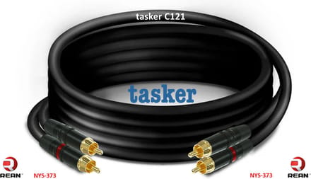 Tasker-Neutrik-REAN-RCA-2xTulp-2xTulp-NYS121NYS500-Zwart- 5 meter.