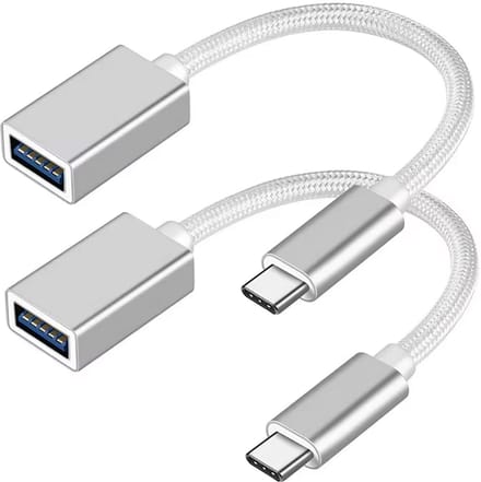Nereb - Twee stuks - USB-C naar USB-A Adapter OTG Converter - Grijs