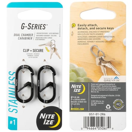 NITE Ize NI-GS1-01-2R6 Sleutelkarabijn Zwart 2 stuk(s)
